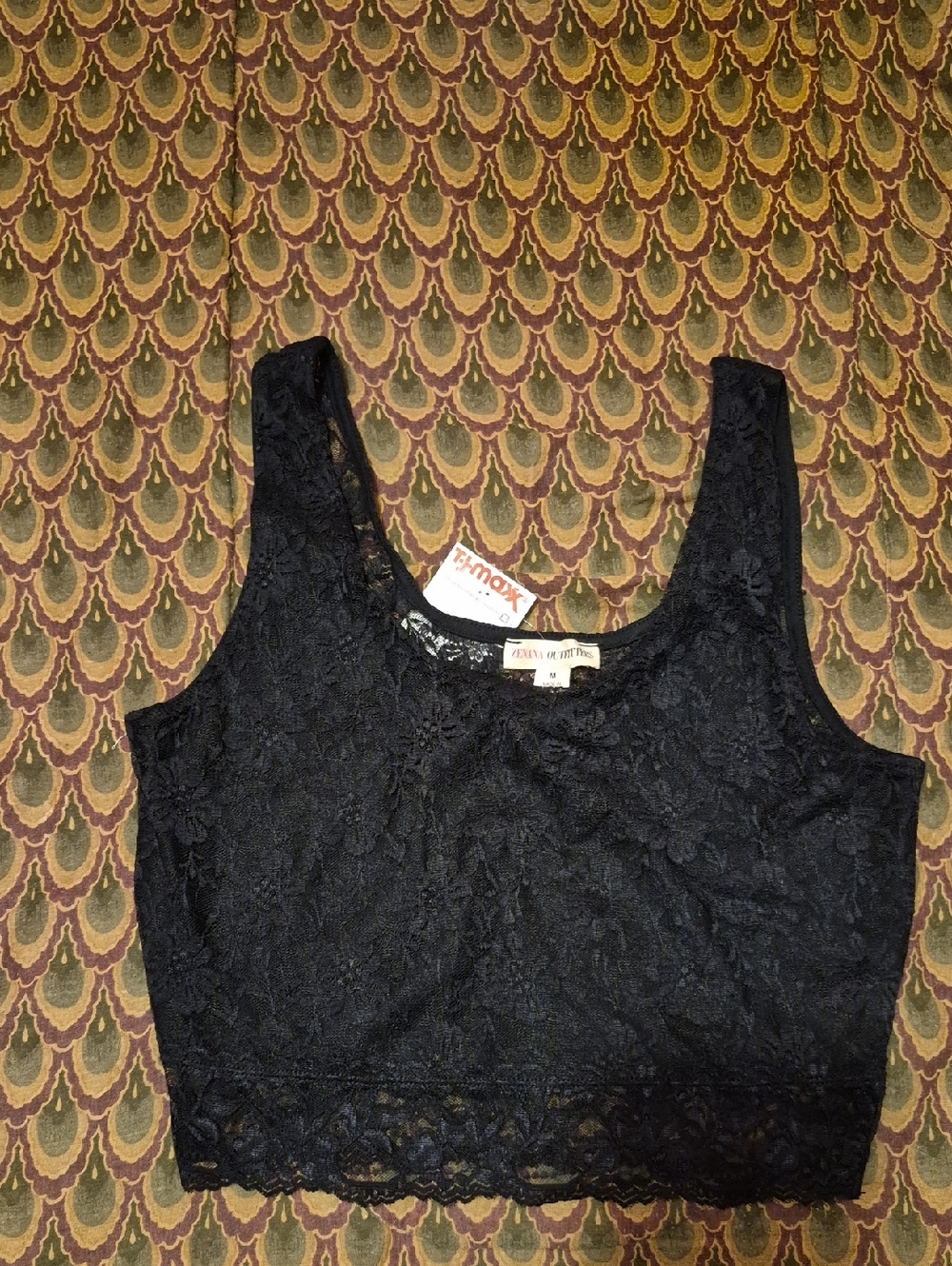 Lace Bandeau Crop Top - Black